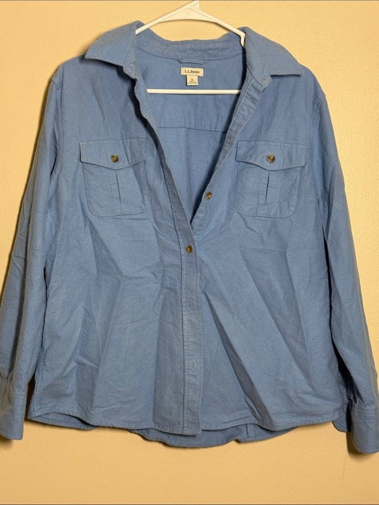 Tops - L.L. Bean Blue Button Down Flannel Shirt Size Large